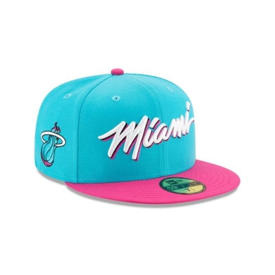 Blue Miami Heat Hat - New Era NBA 2019 NBA Authentics City Series 59FIFTY Fitted Caps USA4206971